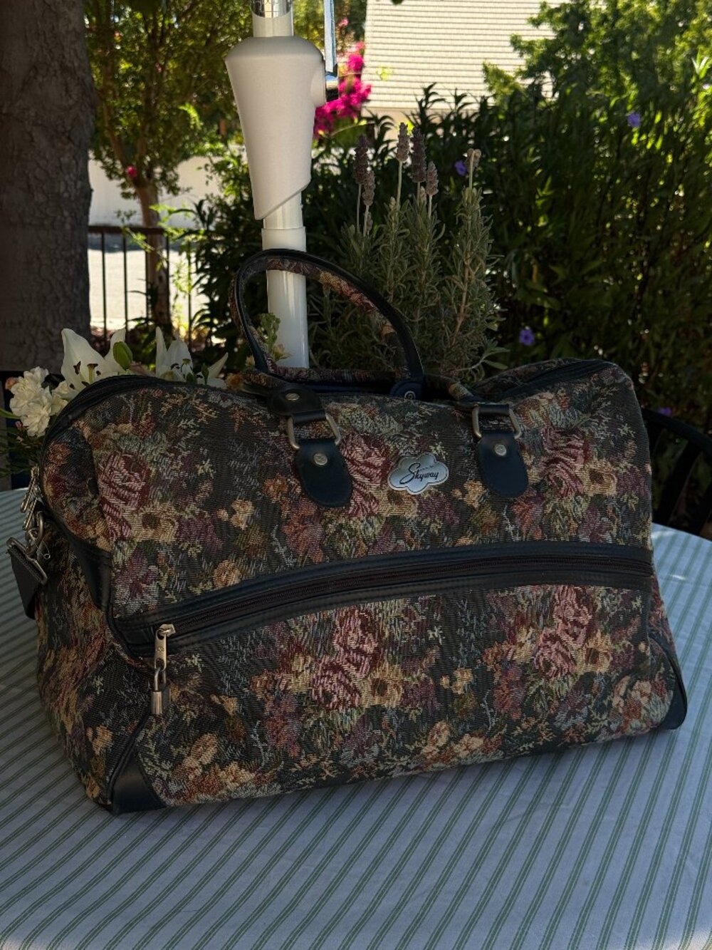 Vintage Skyway Floral Tapestry Carry-On Travel Bag